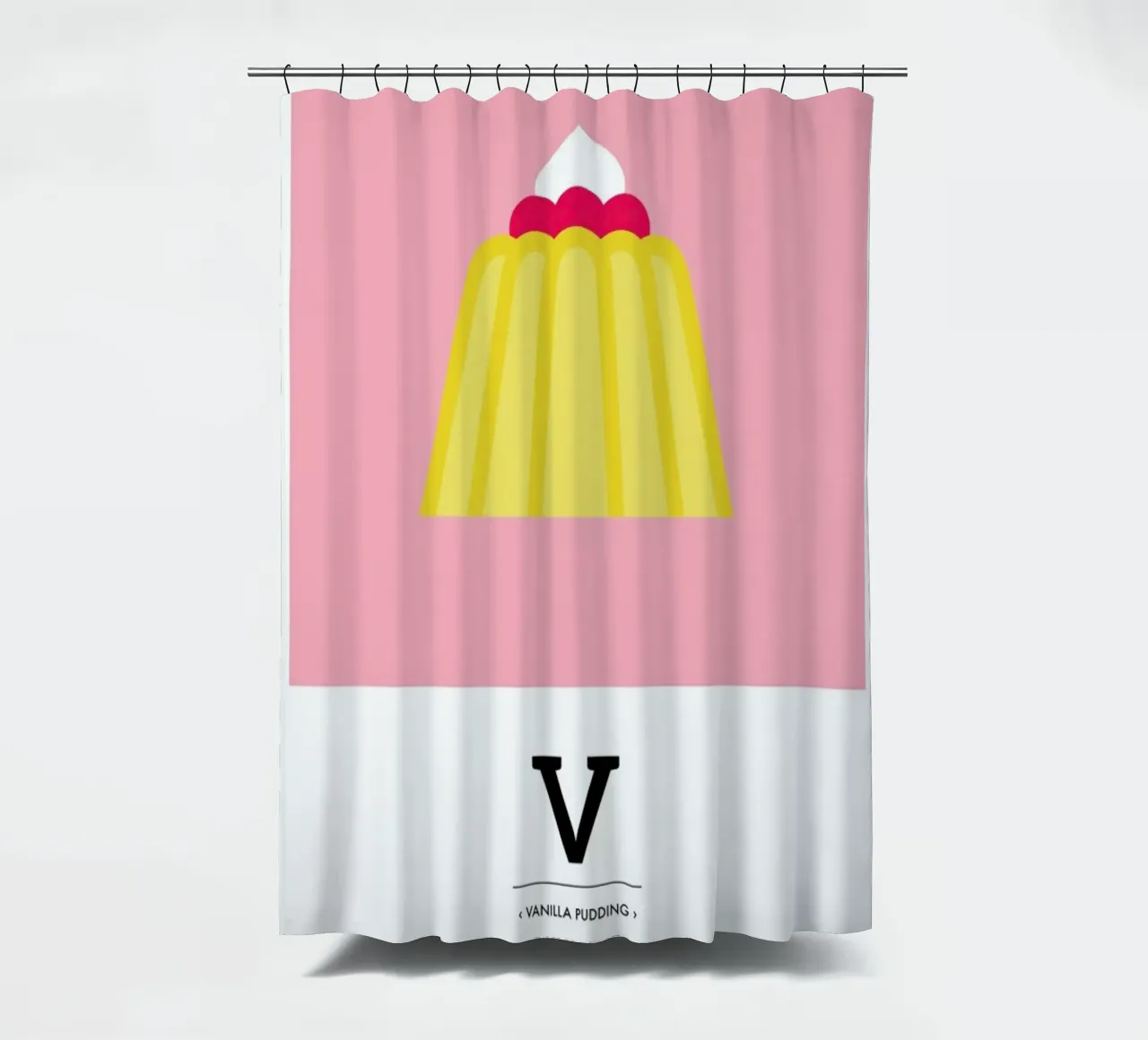 „The Food Alphabet“ - V like Vanilla Pudding Duschvorhang von BLAEK Design Studio