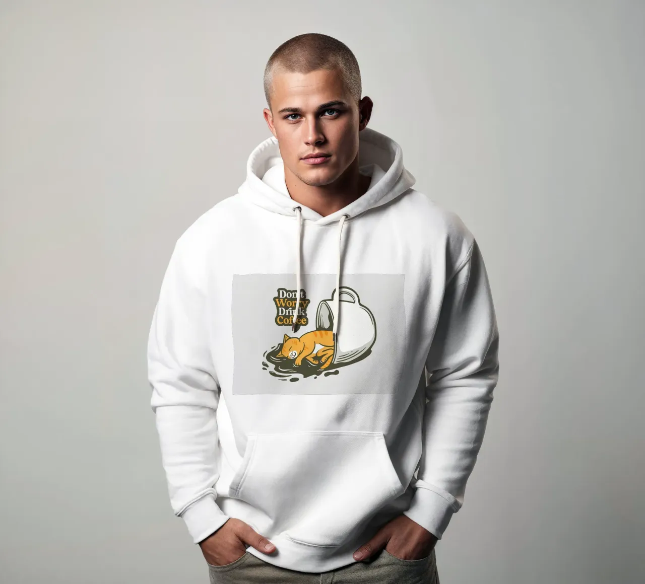 No te preocupes Bebe café sudadera con capucha de Bartosz Powalka