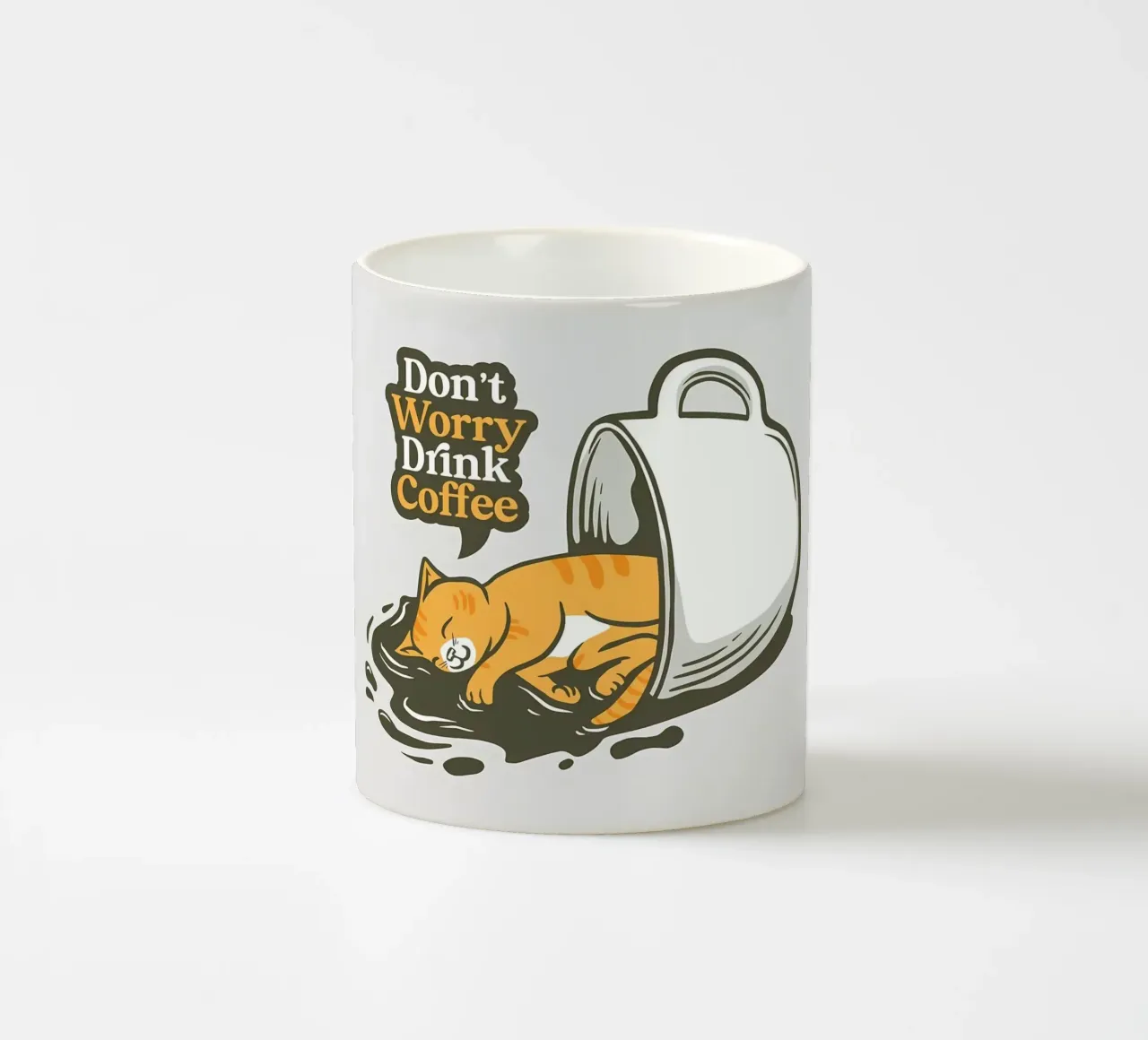 Maak je geen zorgen Drink koffie keramische mok van Bartosz Powalka