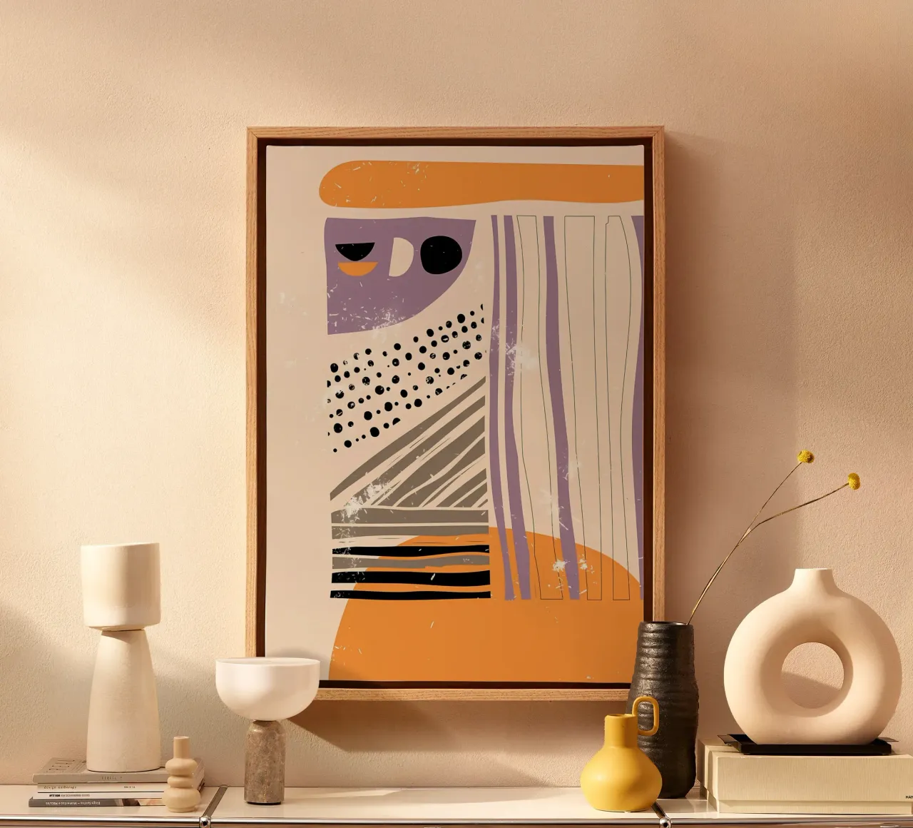 Handgetekende abstracte kunst canvas met Baklijst van Aiden Garcia