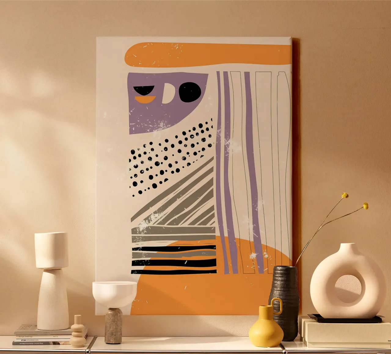 Handgetekende abstracte kunst canvas met Baklijst van Aiden Garcia