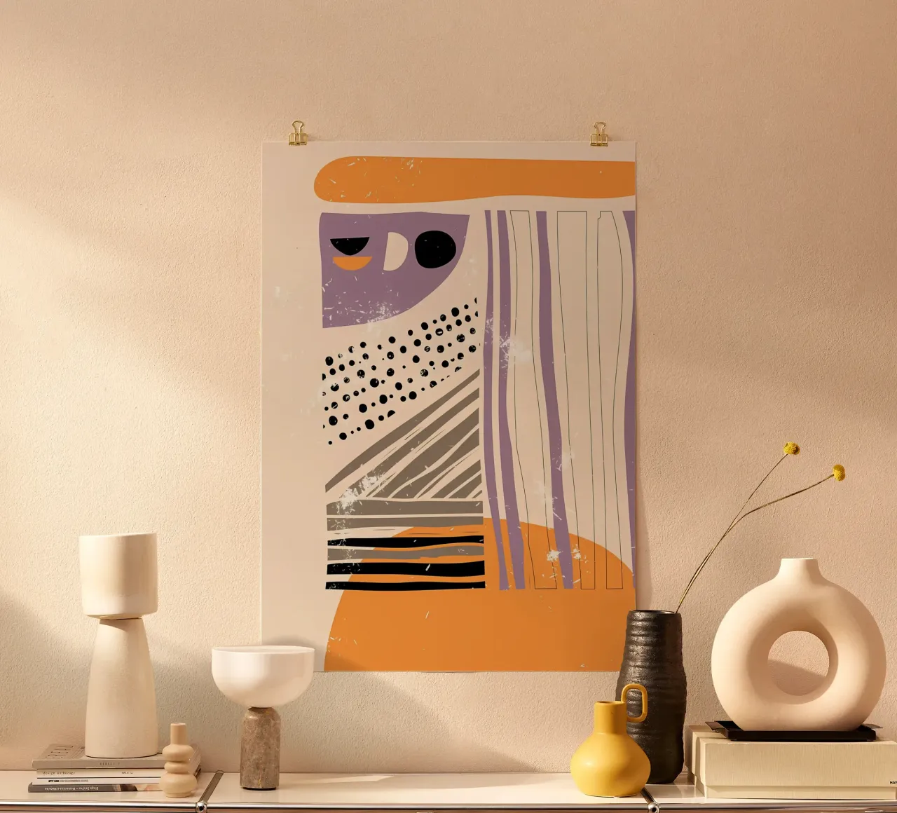 Arte astratta disegnata a mano poster con telaio in legno da Aiden Garcia