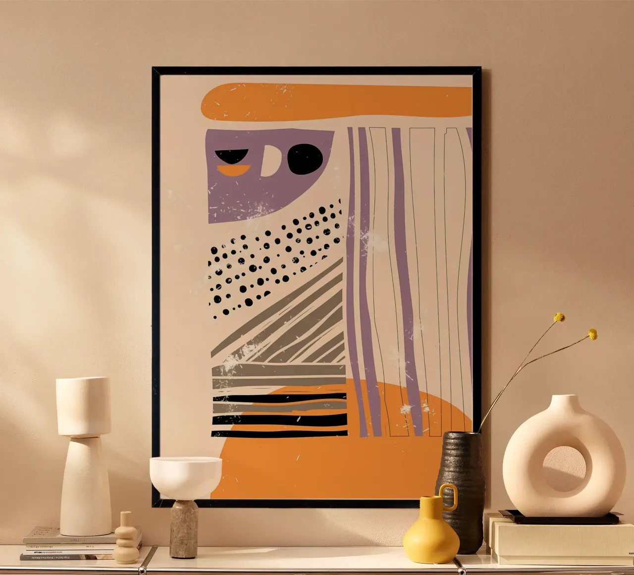 Arte astratta disegnata a mano poster con telaio in legno da Aiden Garcia