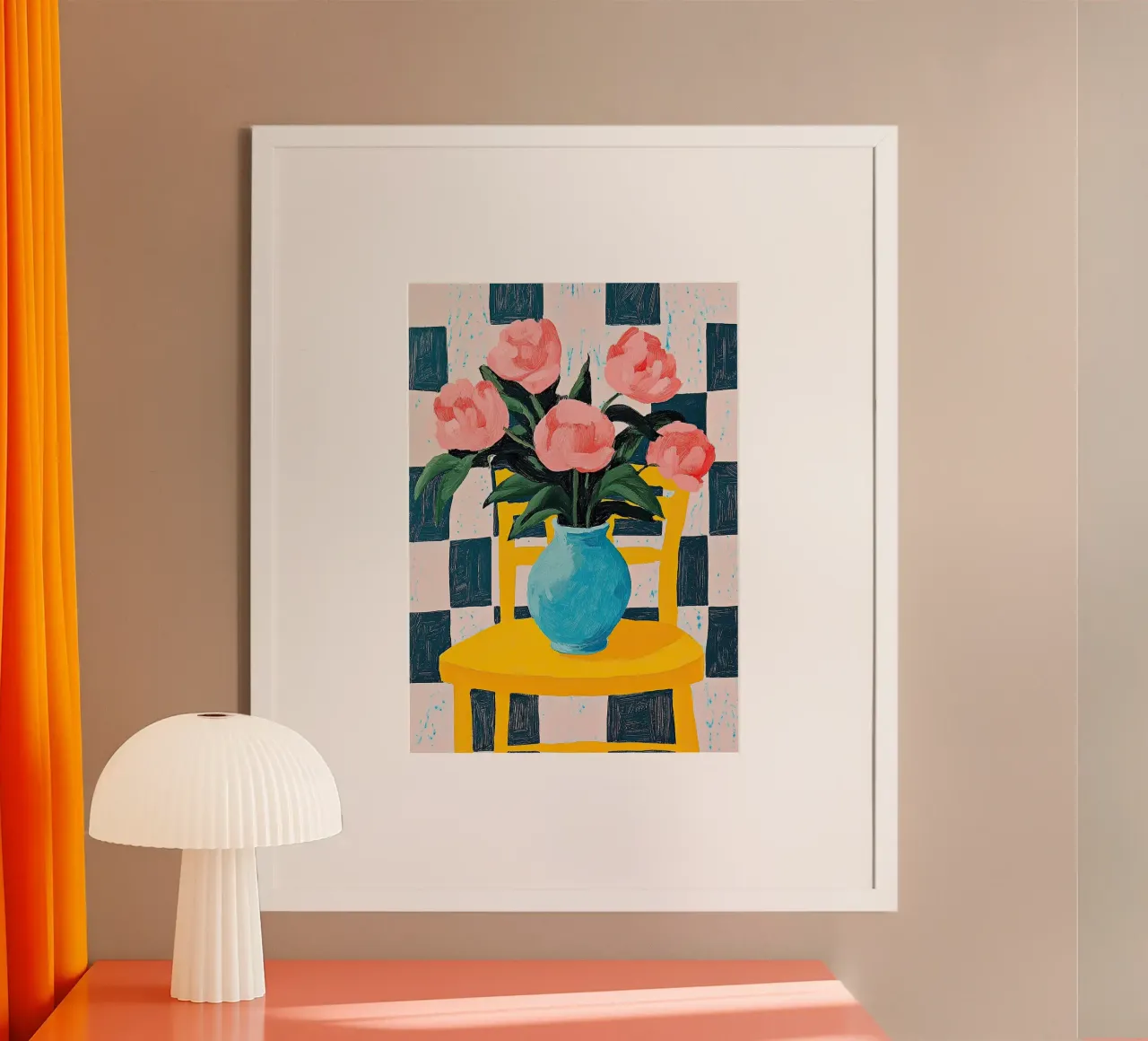 Peonie da sogno - Fiori rosa in un vaso blu poster da Nikis Art Studio