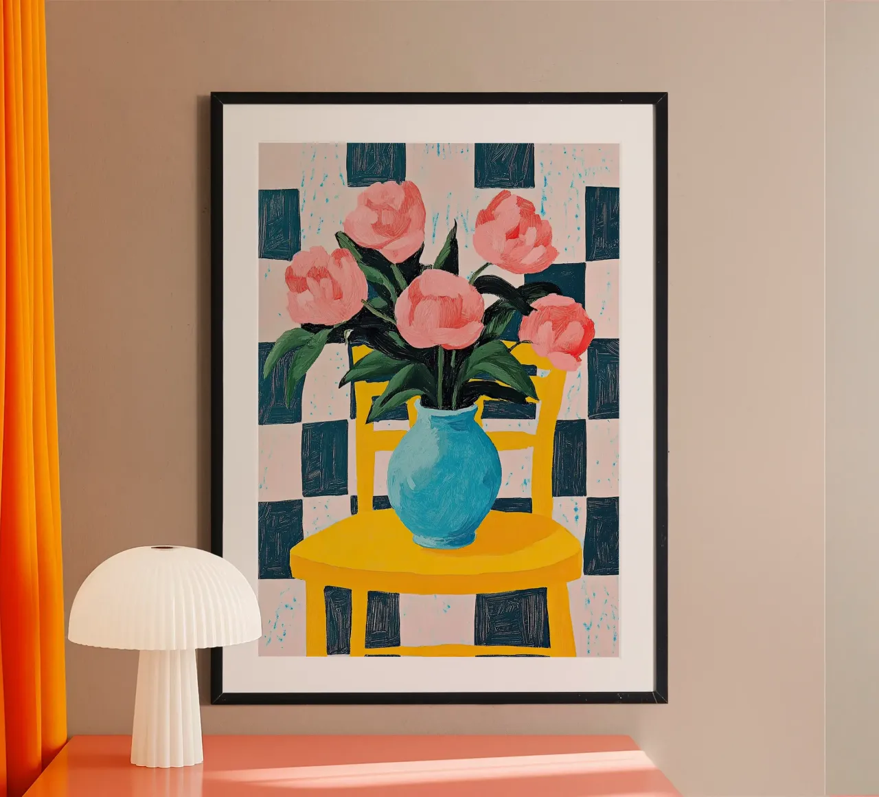 Peonie da sogno - Fiori rosa in un vaso blu poster da Nikis Art Studio