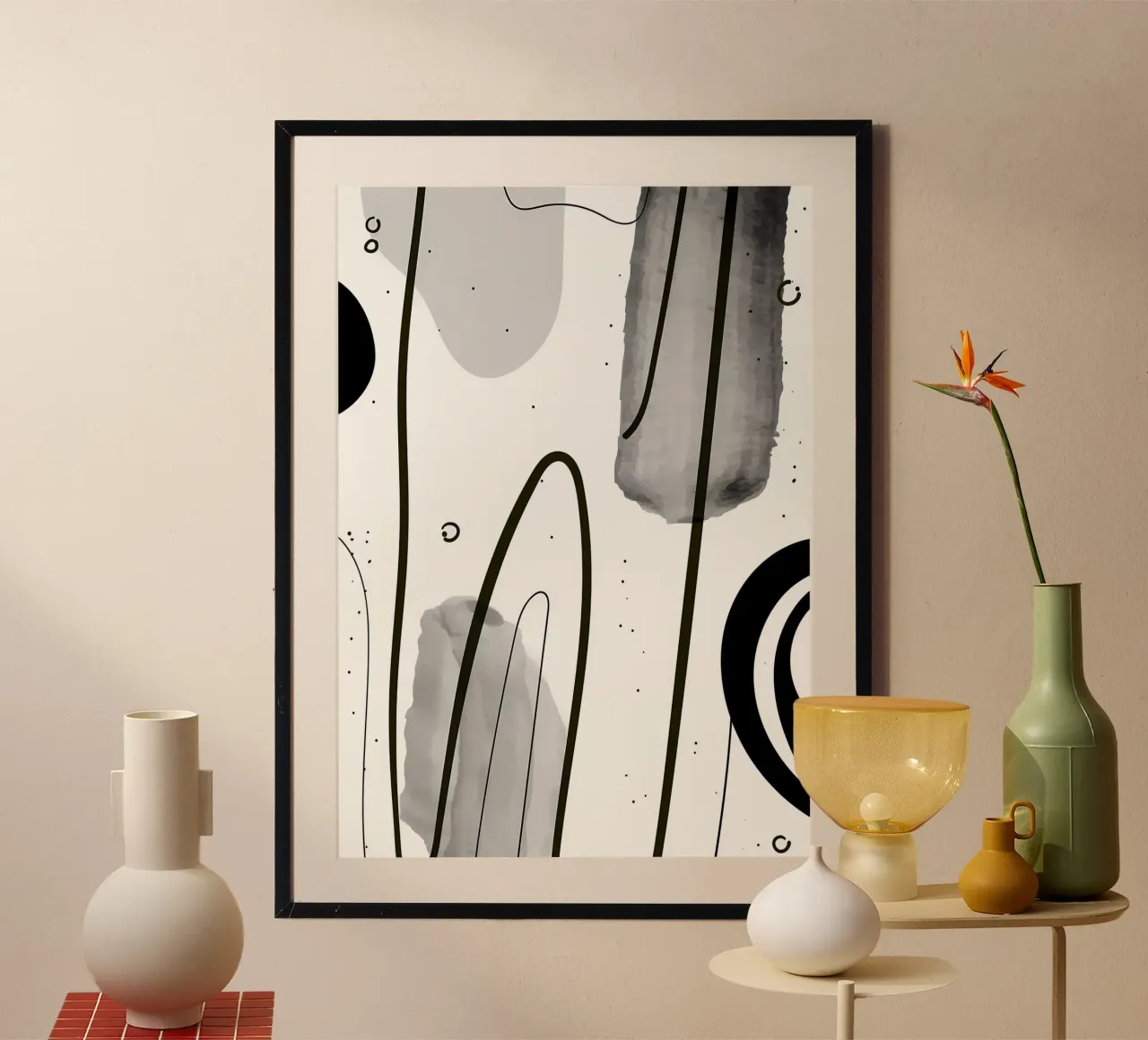 Acquerello astratto 022 poster con telaio in plastica da Aiden Garcia