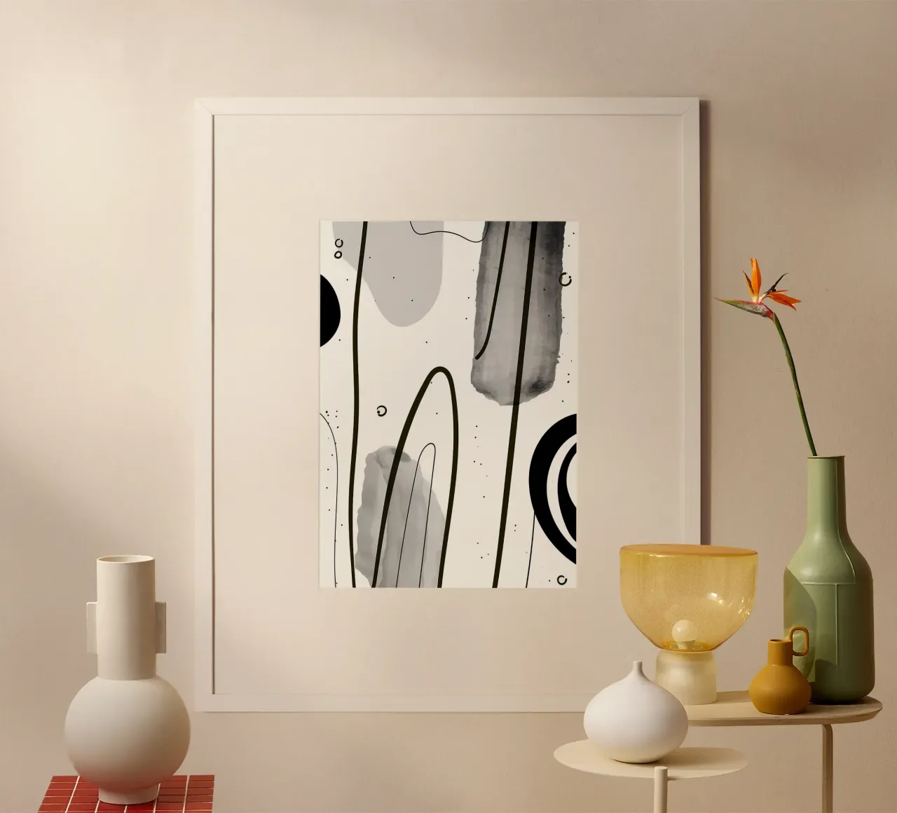 Acquerello astratto 022 poster con telaio in plastica da Aiden Garcia