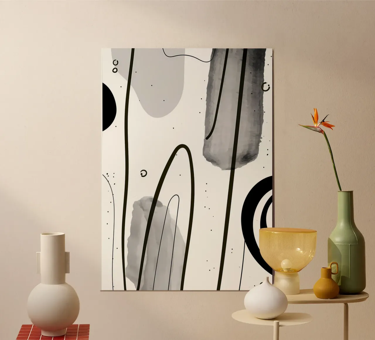 Acquerello astratto 022 poster con telaio in plastica da Aiden Garcia