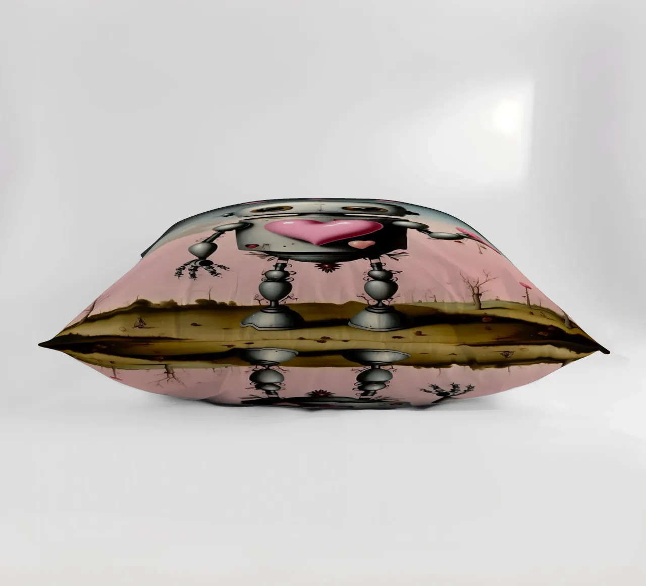 Robot con un cuore_12 cuscino da Pink- und LoveArt by LK