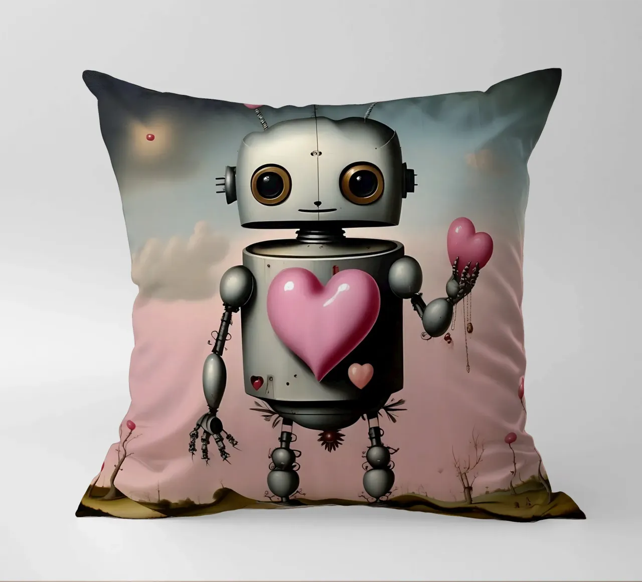Roboter mit Herz_12 Kissen von Pink- und LoveArt by LK