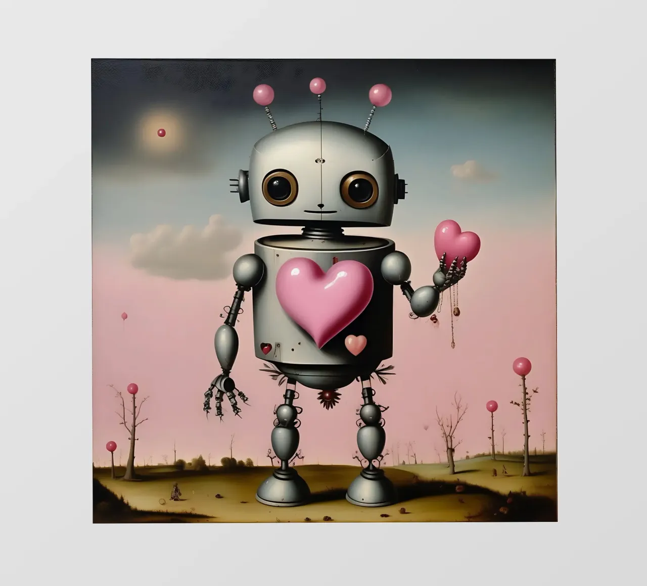 Robot con un cuore_12 telo in pvc da Pink- und LoveArt by LK