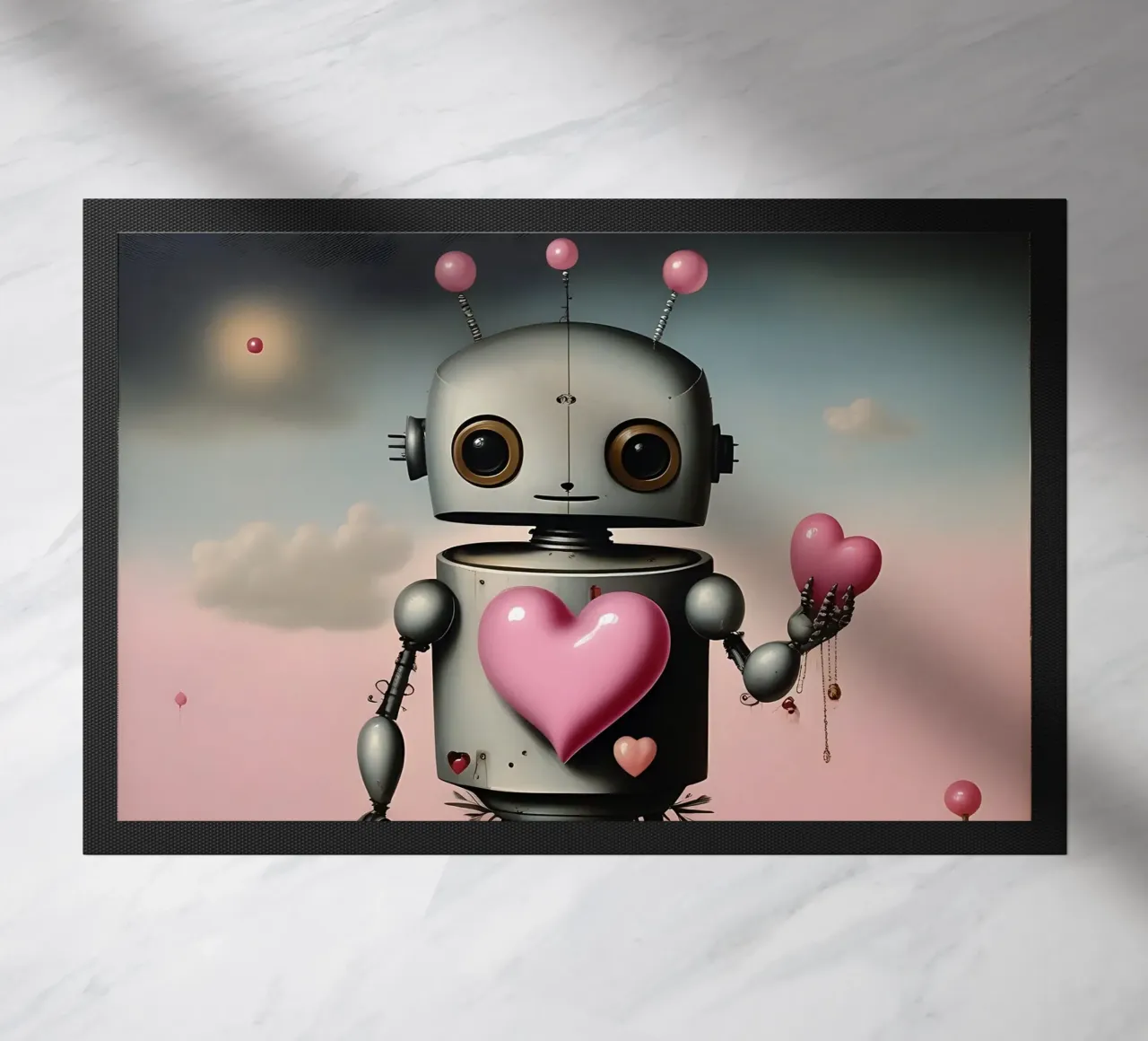 Robot avec un cœur_12 paillasson de Pink- und LoveArt by LK