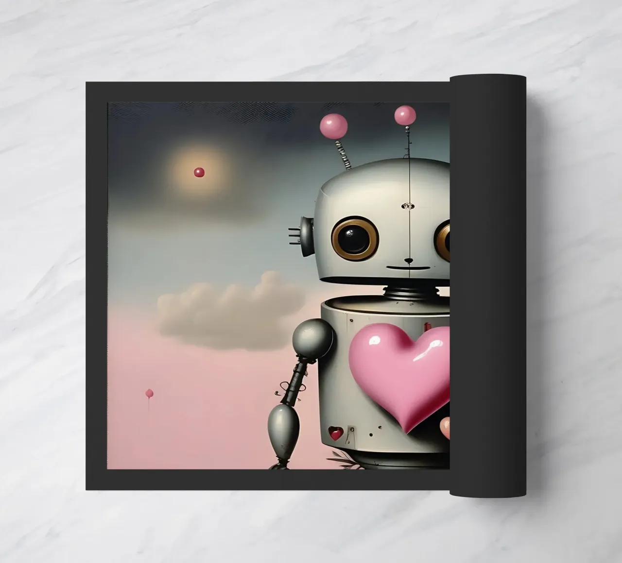 Robot avec un cœur_12 paillasson de Pink- und LoveArt by LK