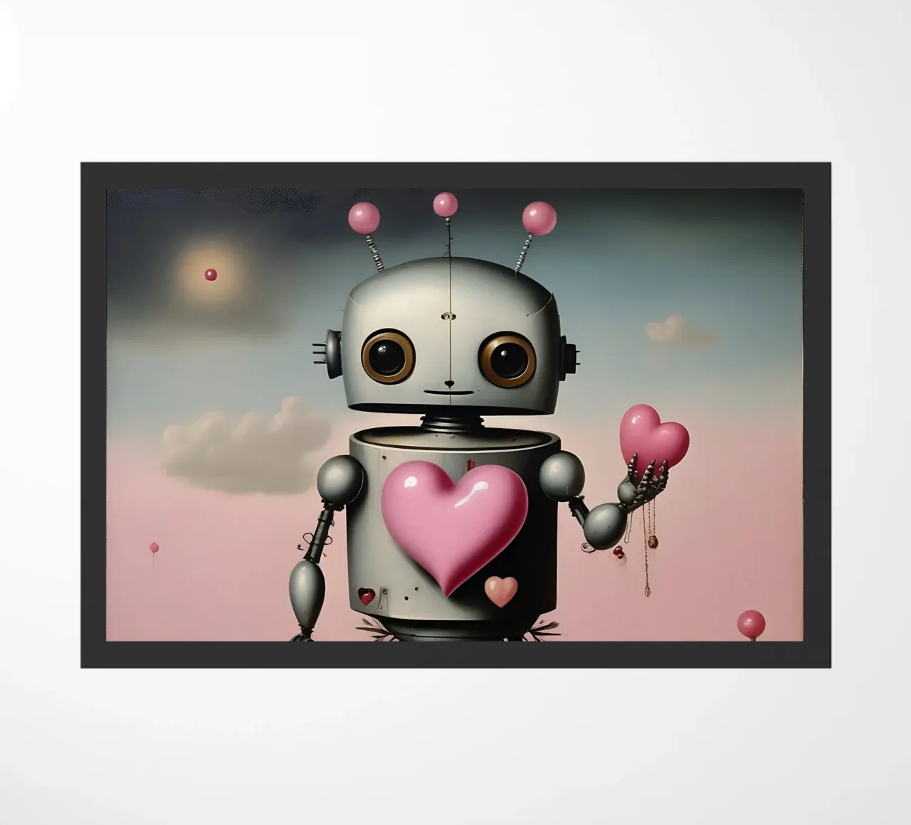 Robot avec un cœur_12 paillasson de Pink- und LoveArt by LK