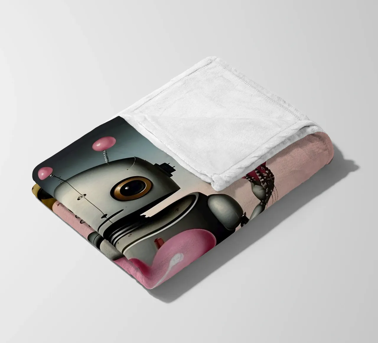 Robot con un cuore_12 coperta in pile da Pink- und LoveArt by LK