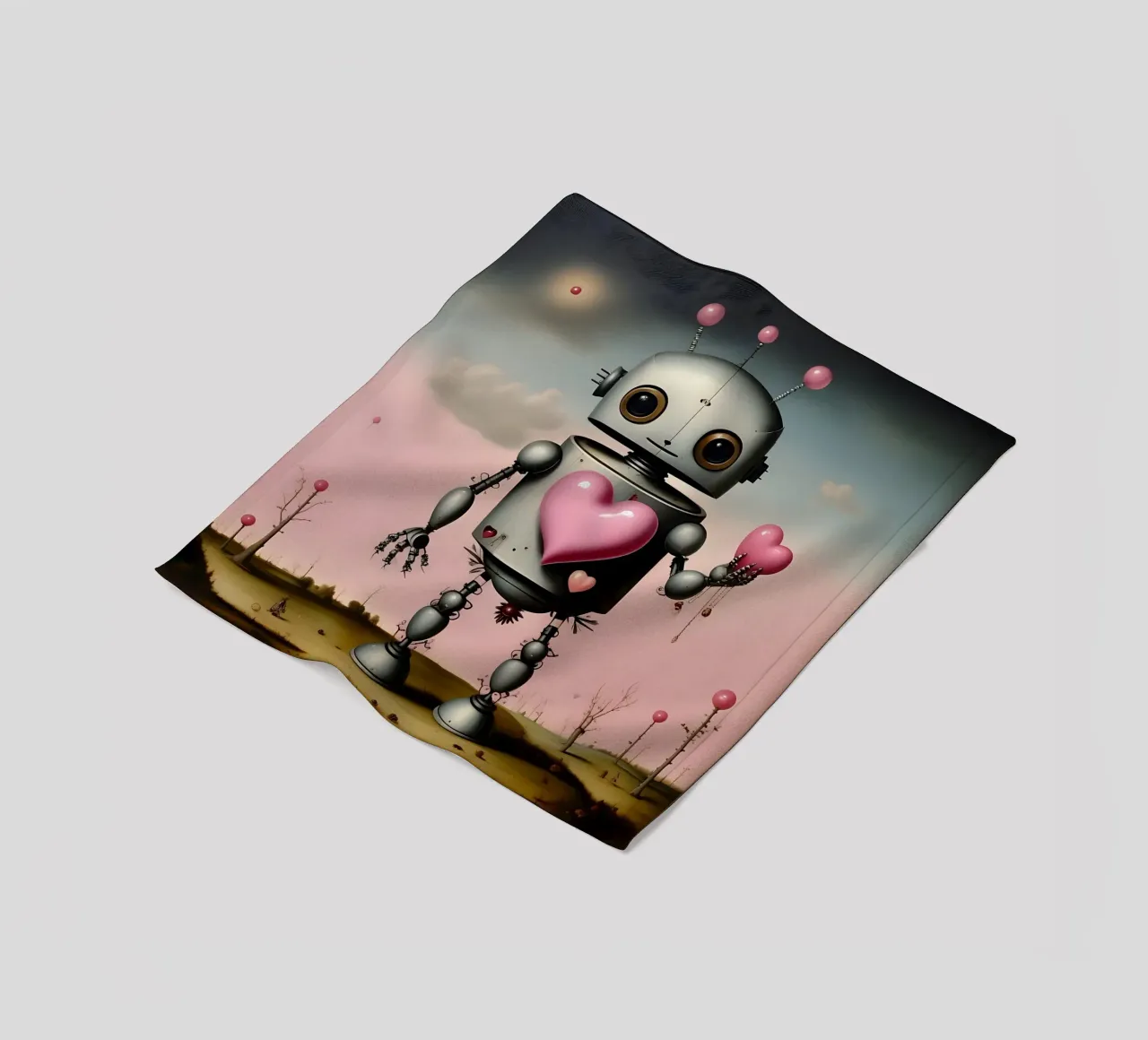 Robot con un cuore_12 coperta in pile da Pink- und LoveArt by LK