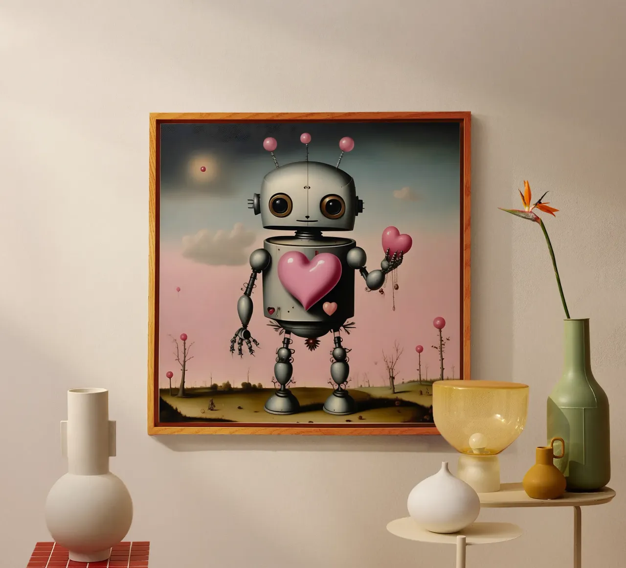 Robot con un cuore_12 plexiglass da Pink- und LoveArt by LK