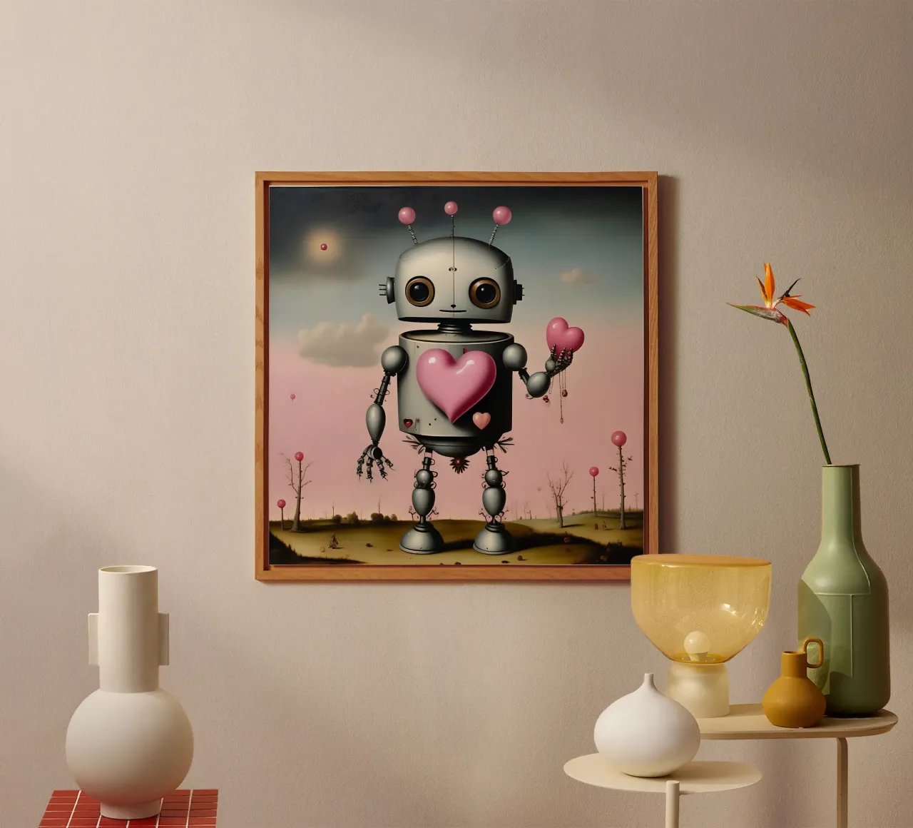 Roboter mit Herz_12 Alu-Dibond von Pink- und LoveArt by LK