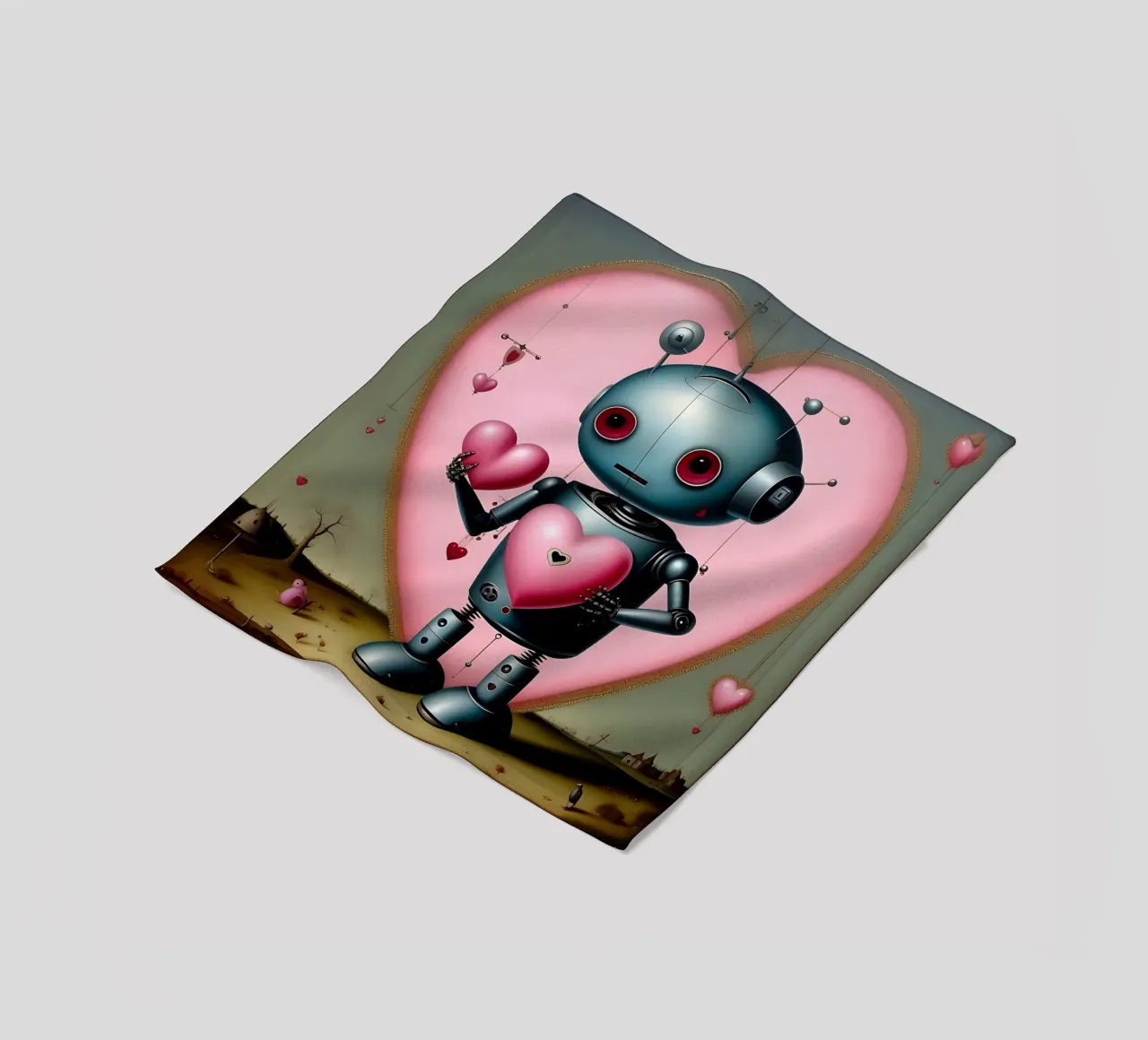 Robots con corazón_13 manta de franela de Pink- und LoveArt by LK