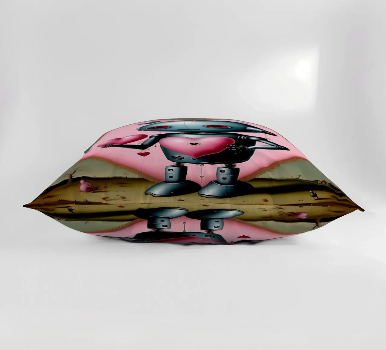 Robot con un cuore_13 cuscino da Pink- und LoveArt by LK