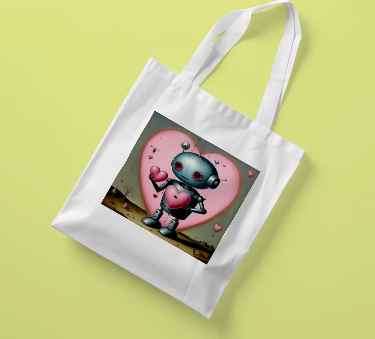 Roboter mit Herz_13 Jutebeutel von Pink- und LoveArt by LK