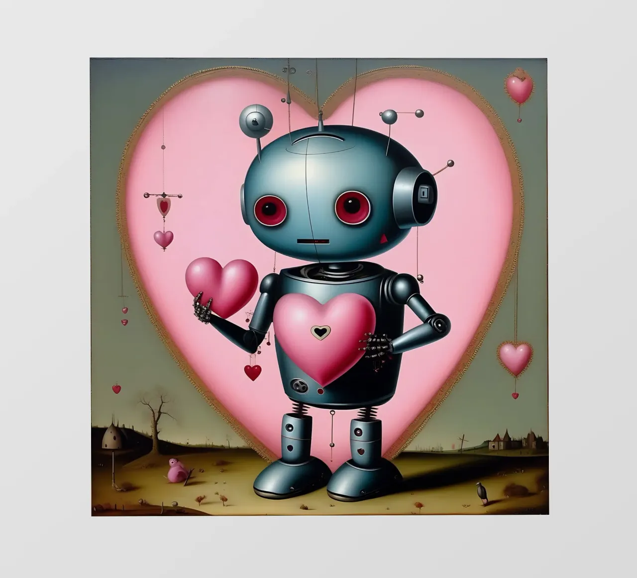 Robot con un cuore_13 telo in pvc da Pink- und LoveArt by LK