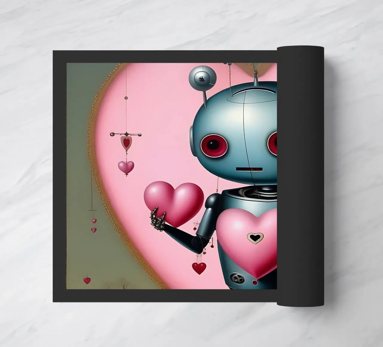 Robot avec un cœur_13 paillasson de Pink- und LoveArt by LK