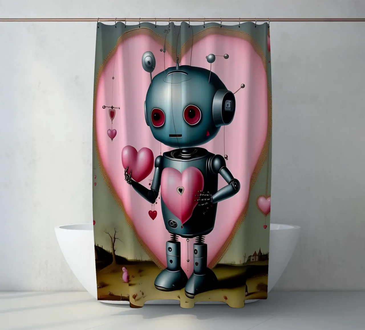 Robot con un cuore_13 tenda da doccia da Pink- und LoveArt by LK