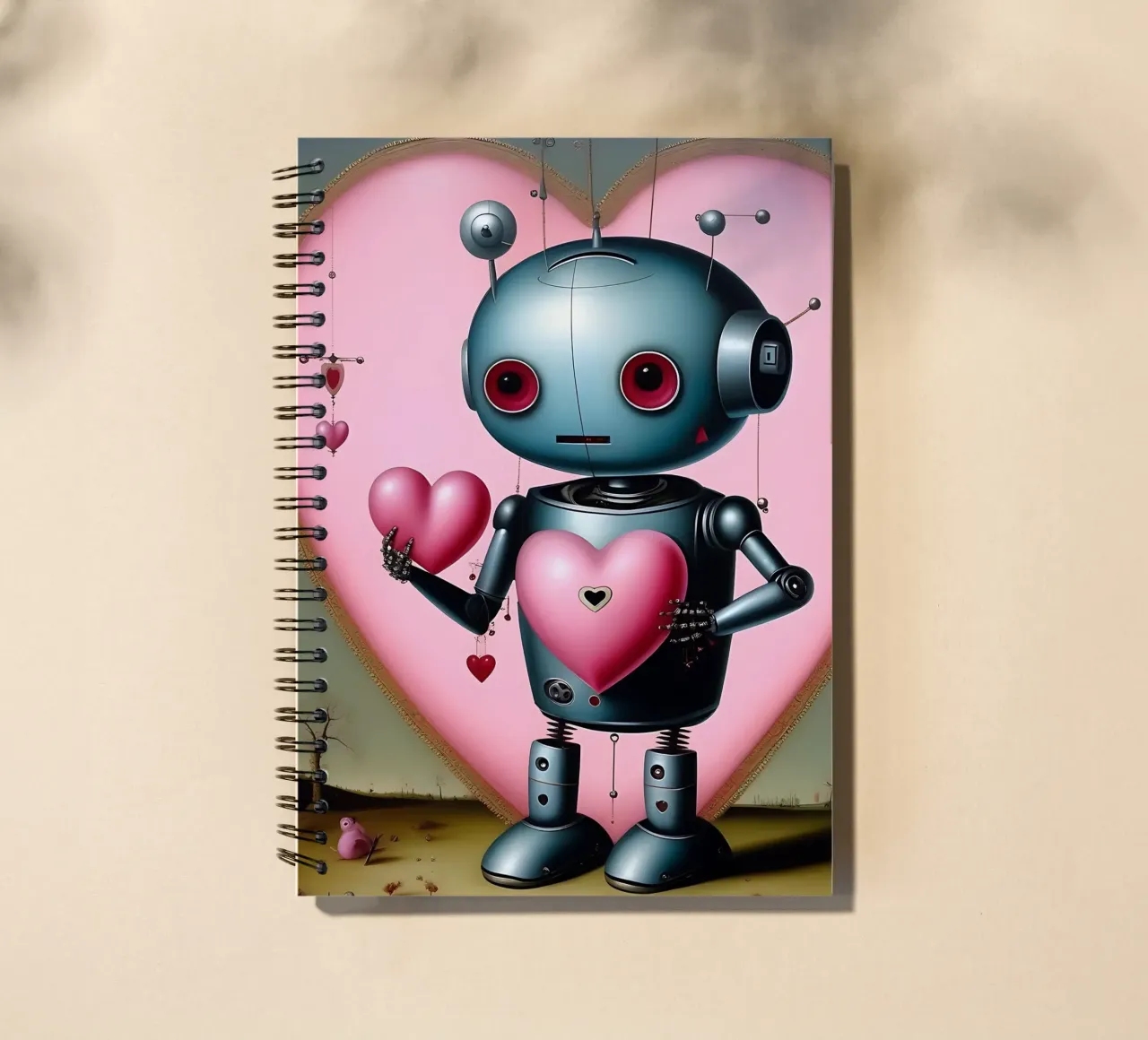 Robots with a heart_13 spiral notebook by Pink- und LoveArt by LK