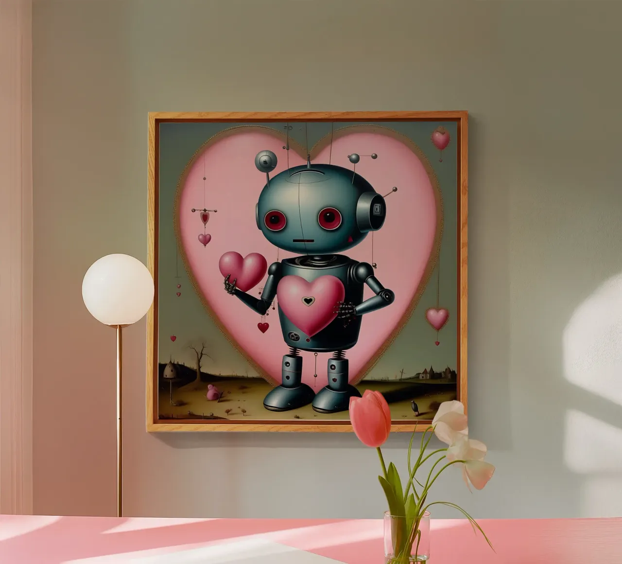 Robot con un cuore_13 plexiglass da Pink- und LoveArt by LK