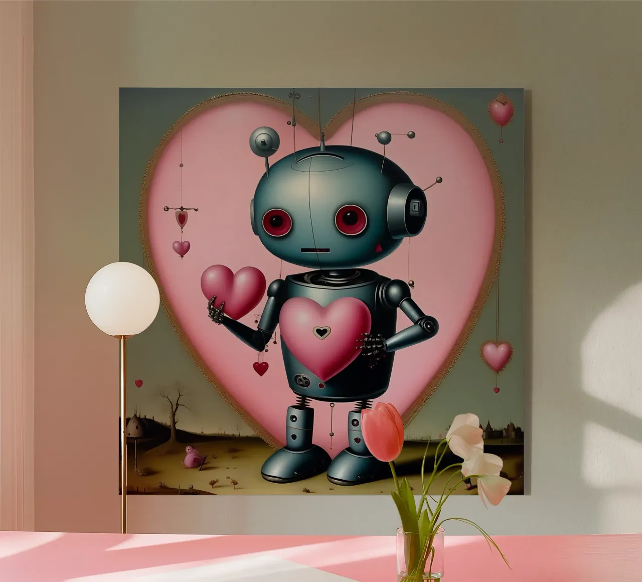 Robot con un cuore_13 plexiglass da Pink- und LoveArt by LK