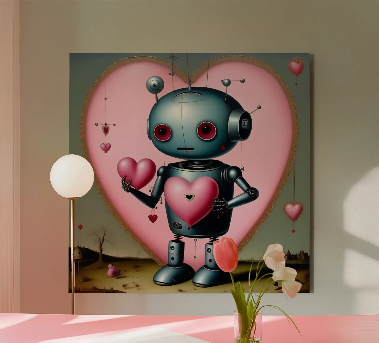 Robot con un cuore_13 pannello forex da Pink- und LoveArt by LK