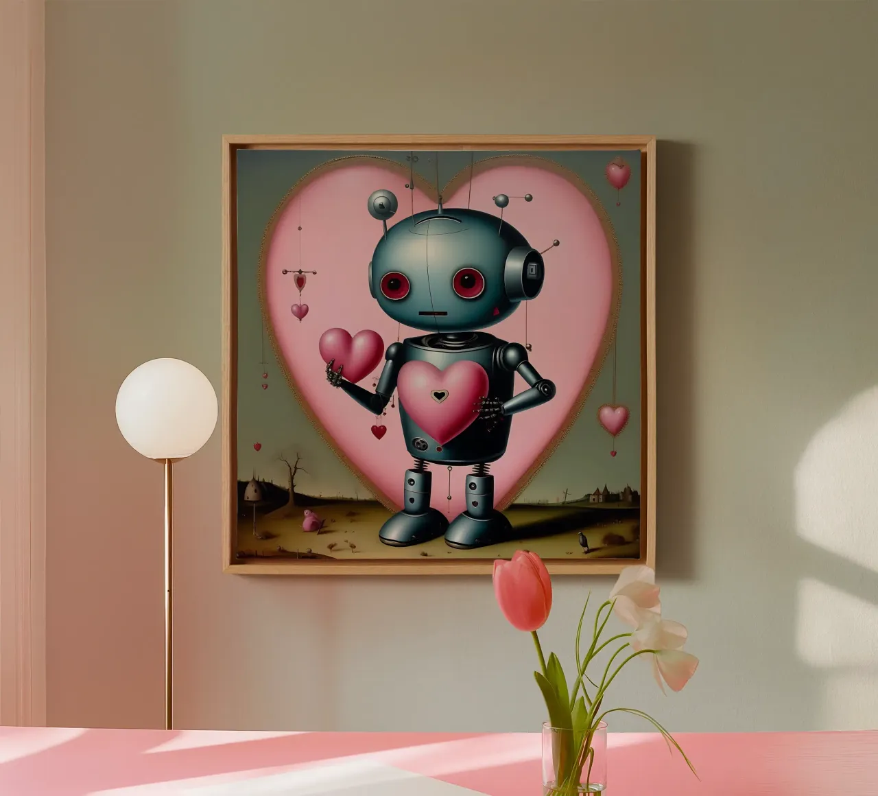 Robot con un cuore_13 tela da Pink- und LoveArt by LK