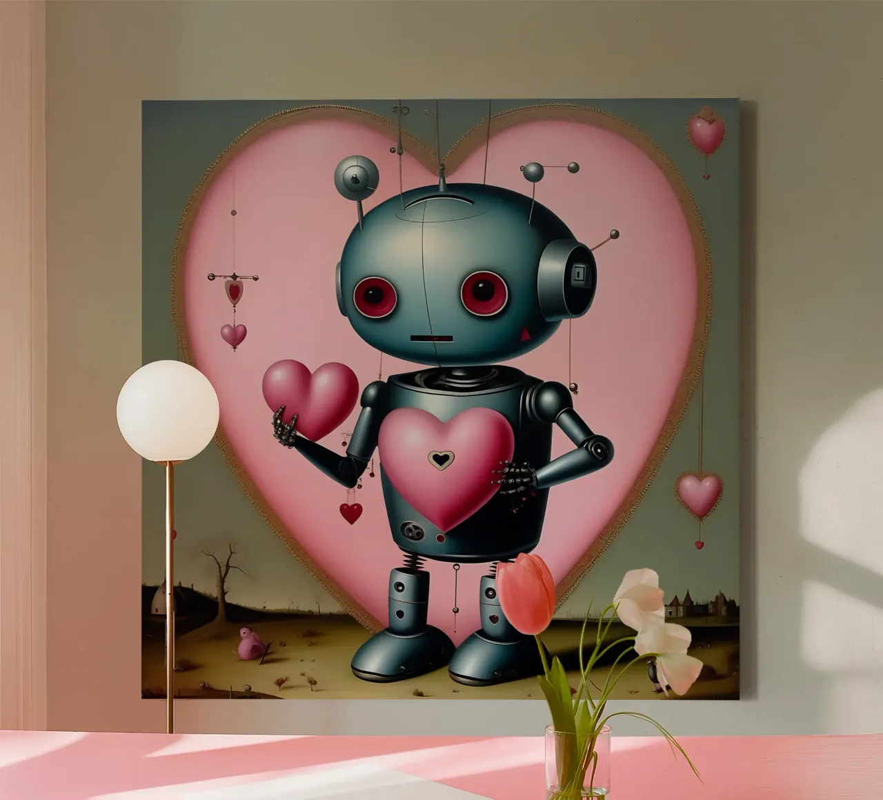 Robot con un cuore_13 tela da Pink- und LoveArt by LK