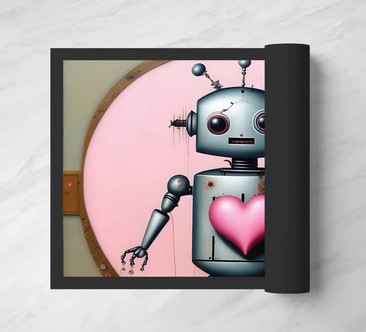 Roboter mit Herz_14 Fußmatte von Pink- und LoveArt by LK