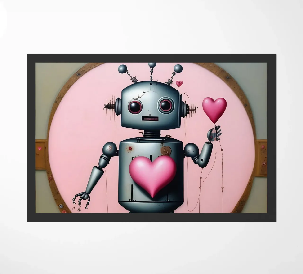 Roboter mit Herz_14 Fußmatte von Pink- und LoveArt by LK