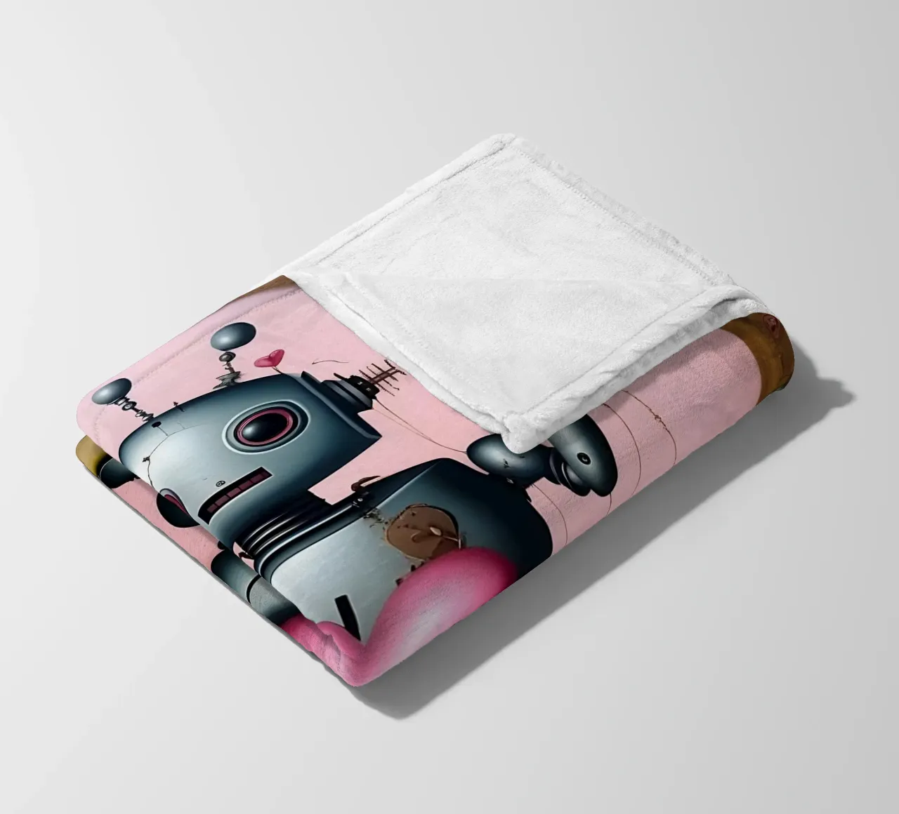 Robot con un cuore_14 coperta in pile da Pink- und LoveArt by LK