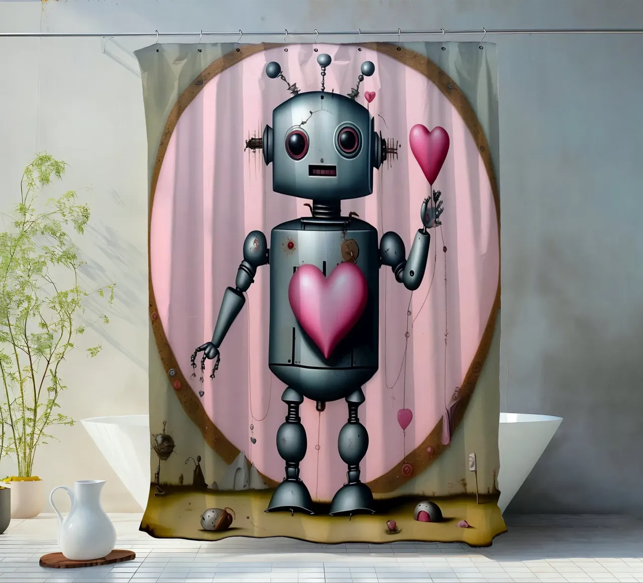 Robot con un cuore_14 tenda da doccia da Pink- und LoveArt by LK