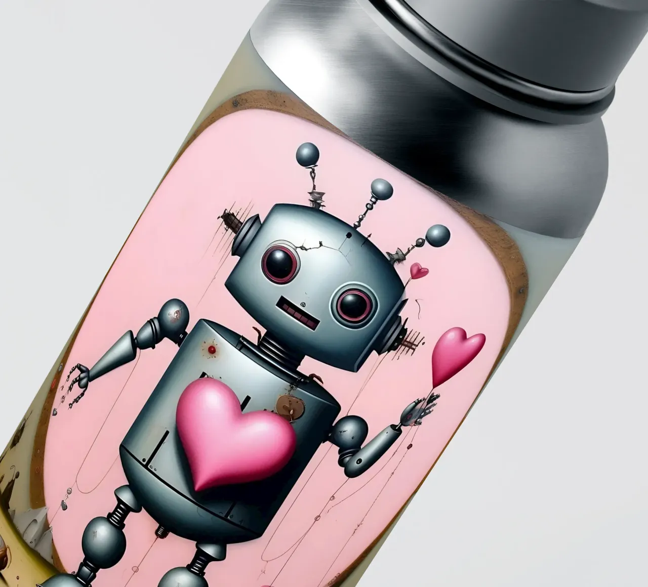Robot con un cuore_14 adesivo da Pink- und LoveArt by LK