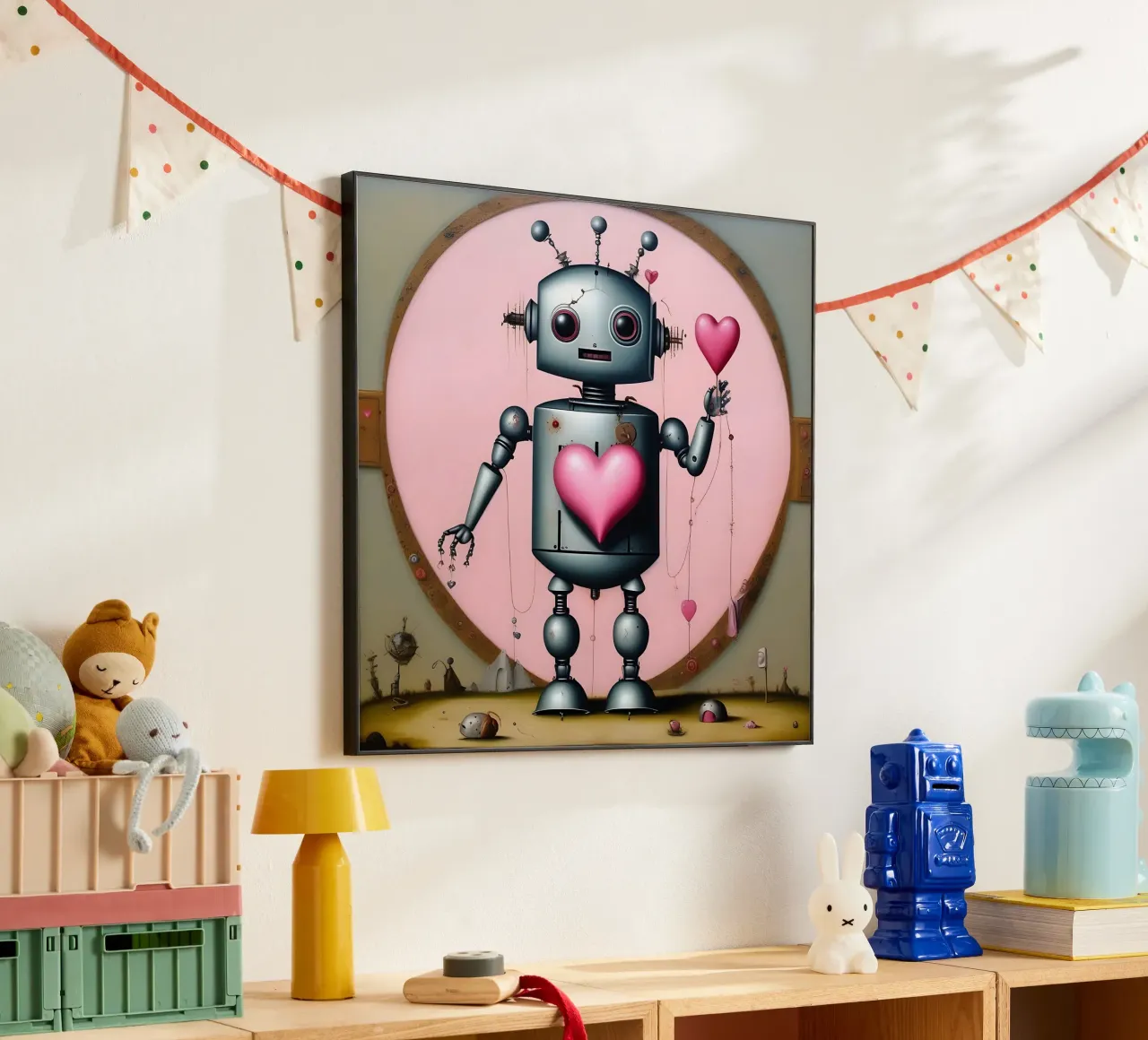 Robot con un cuore_14 alluminio dibond da Pink- und LoveArt by LK