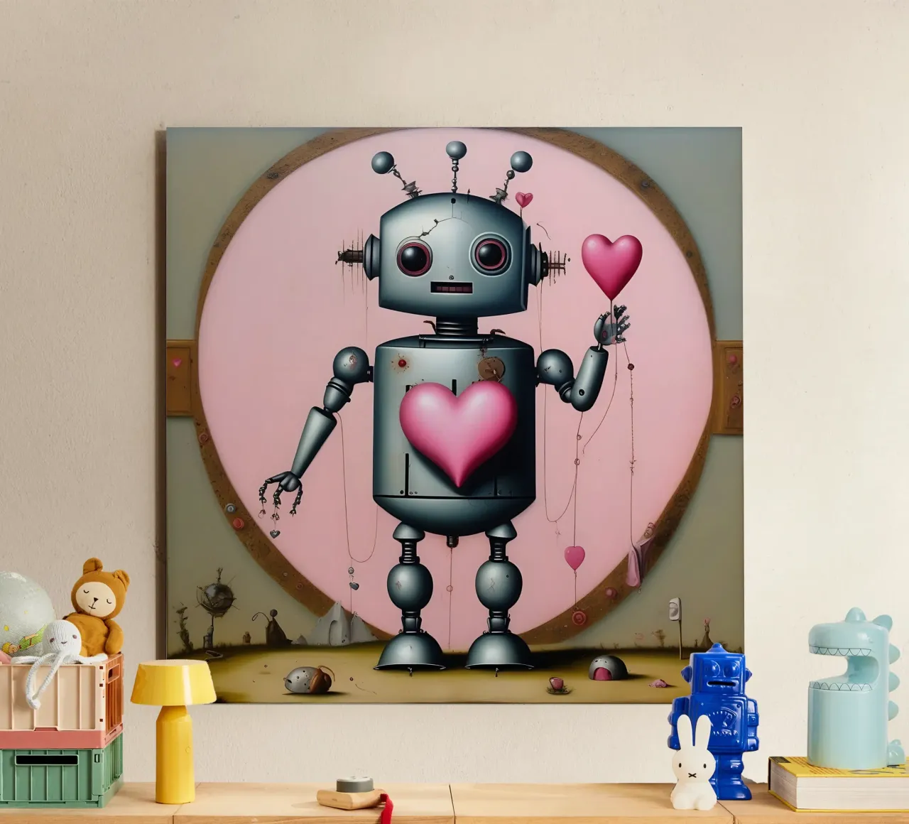 Robot con un cuore_14 alluminio dibond da Pink- und LoveArt by LK