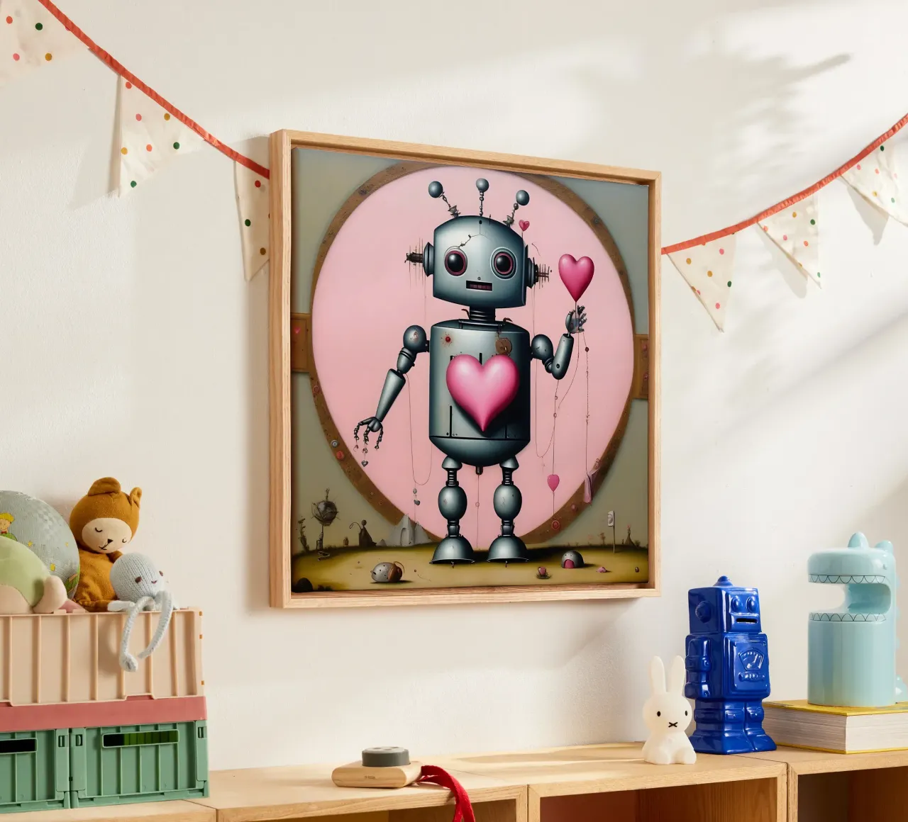 Robot con un cuore_14 tela da Pink- und LoveArt by LK
