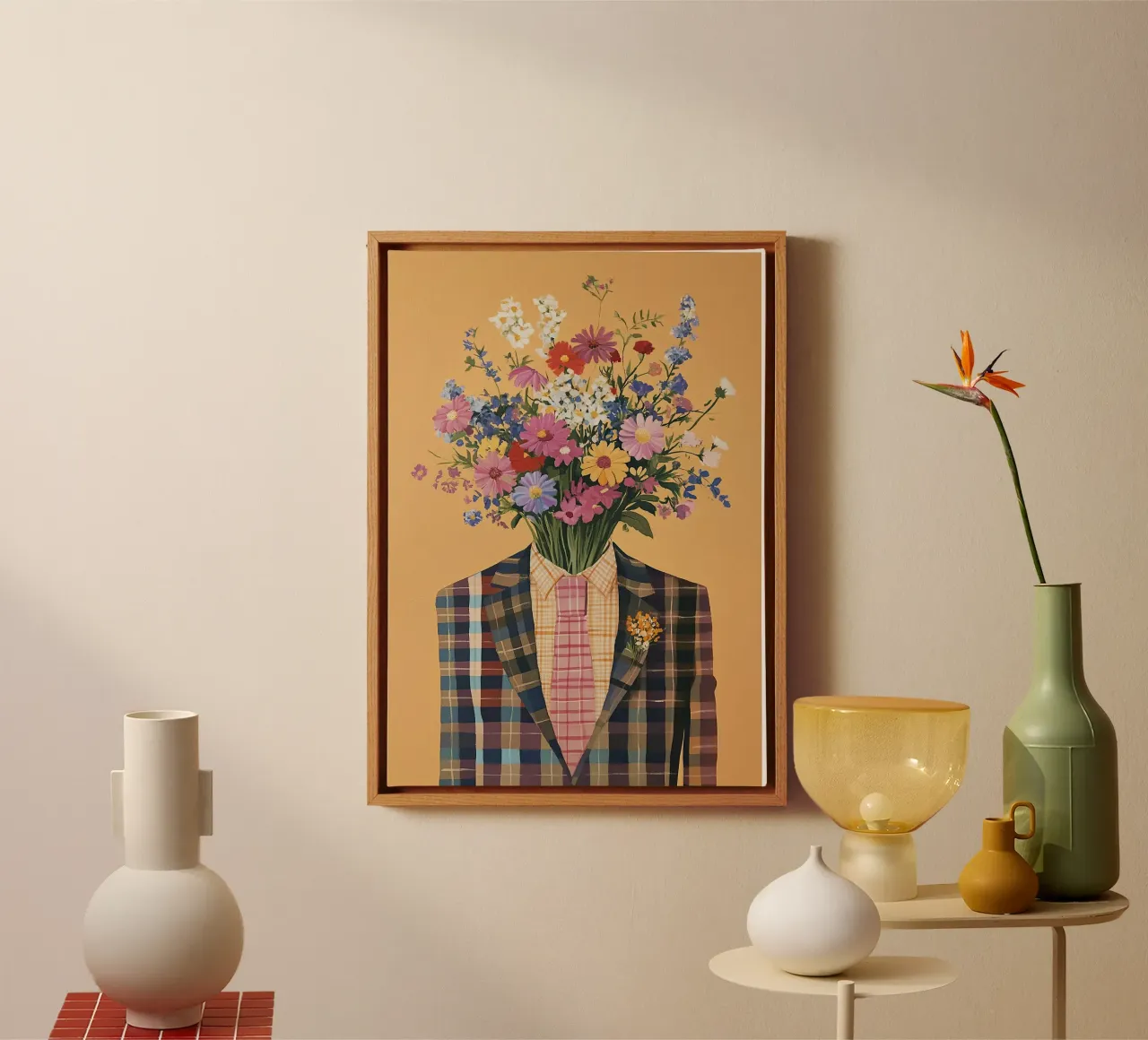 Uomo di fiori in stile vintage tela con Cornice a cassetta da Nikis Art Studio