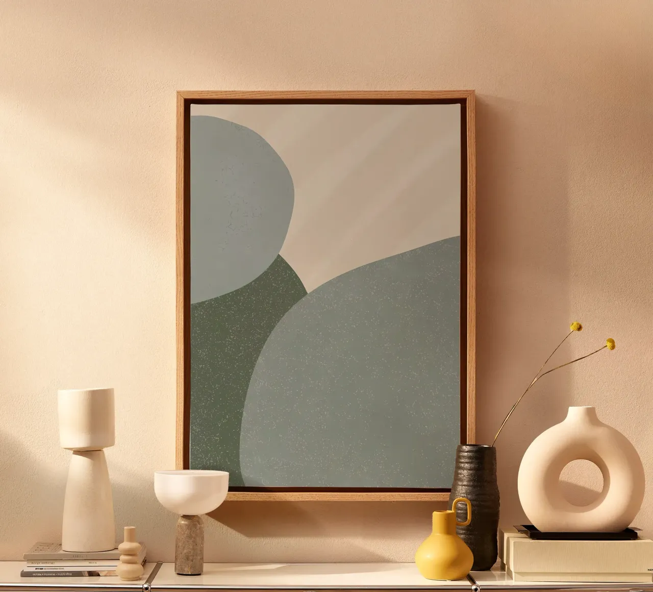 Abstracte zeepbel groene muur canvas met Baklijst van Aiden Garcia