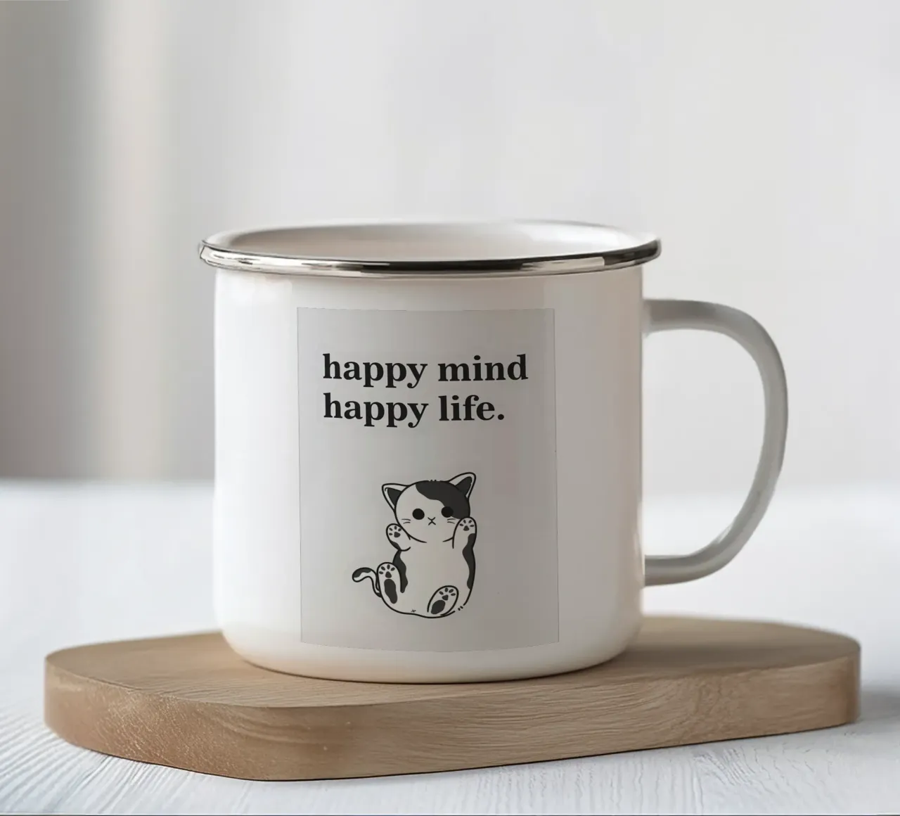 citazioni sull'illustrazione di un gatto tazza in smalto da Bartosz Powalka