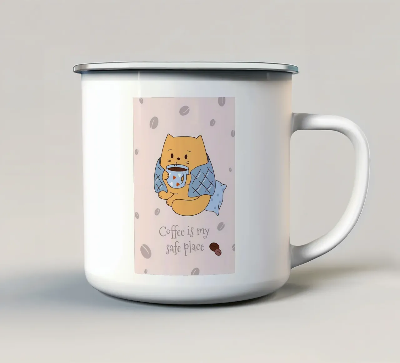 Il caffè è il mio posto sicuro tazza in smalto da Bartosz Powalka