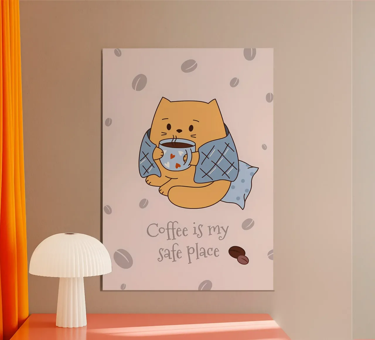 Il caffè è il mio posto sicuro poster con telaio in legno da Bartosz Powalka