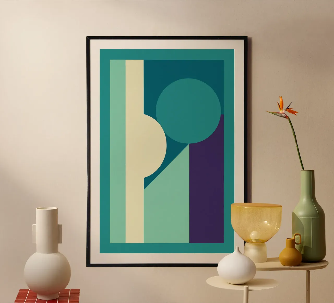 Balance in Blue poster con telaio in legno da Studio M