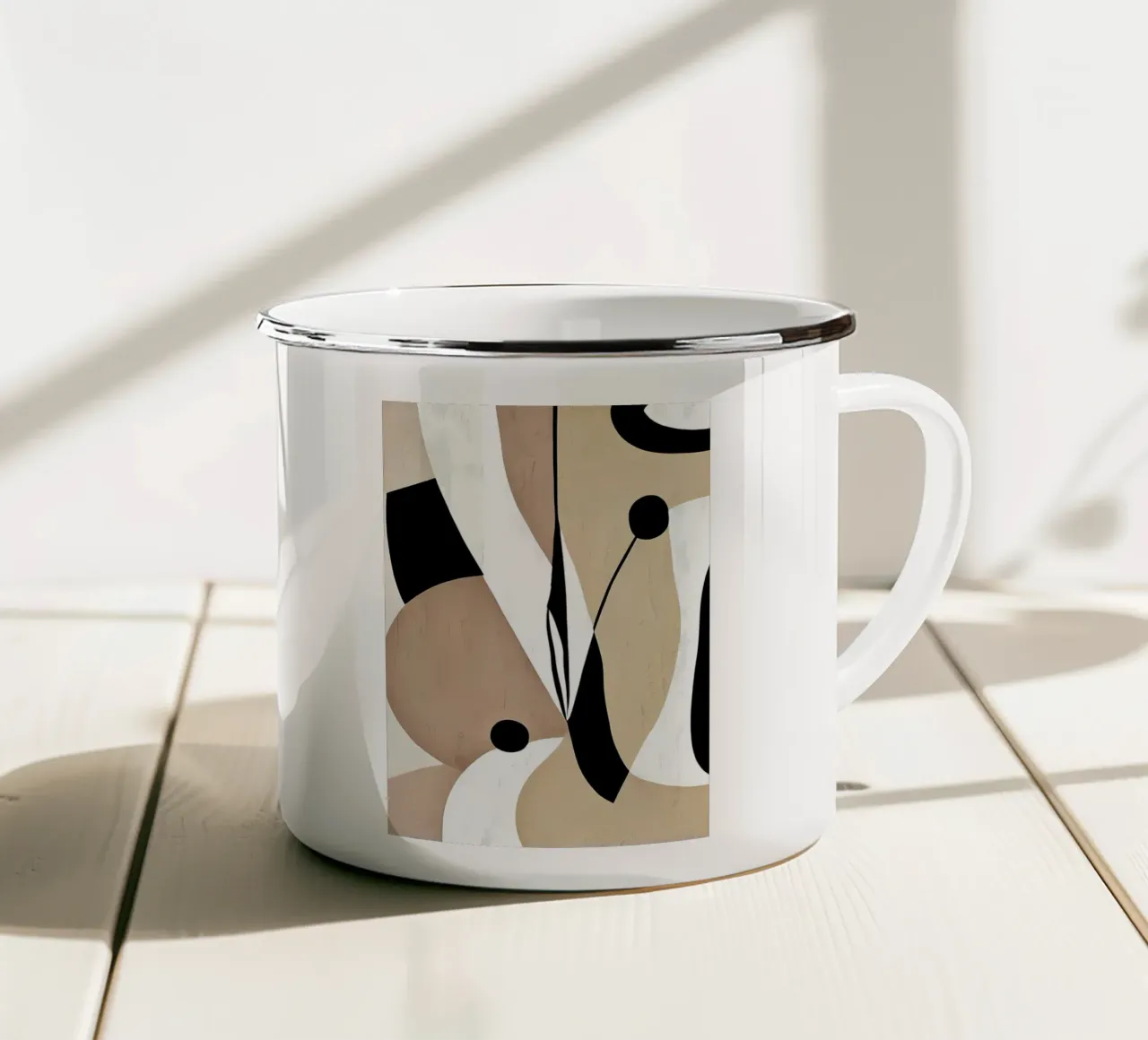 Beige Astratto moderno tazza in smalto da Aiden Garcia