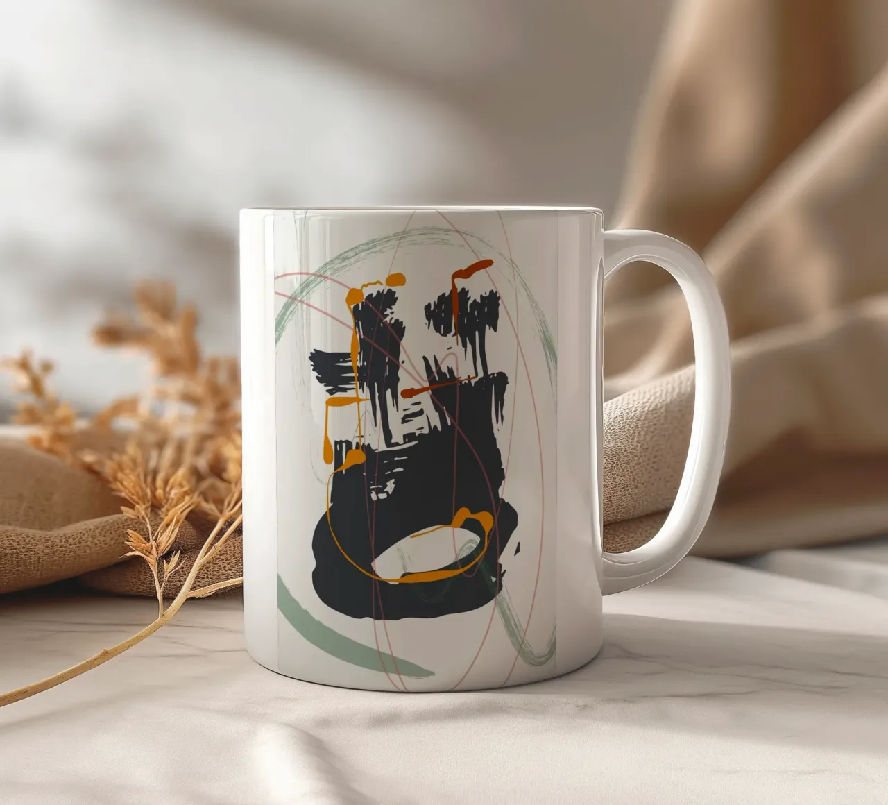 Black brush strokes tazza in ceramica da edsonramosart